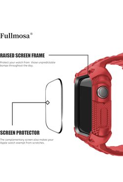 Fullmosa Watch Band, Rugged iWatch Band Silicone with Screen Protector and  Bumper Case for Men, Compatible with Apple Watch Series 6/5/4/SE2/SE (44mm