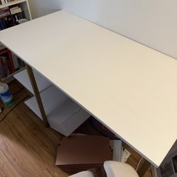 MCM White gold Desk With Shelves