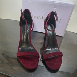 Madden Girl Brazen Women's Sandals Burgundy Suede Ankle Strap Heels Size 8.5 NIB