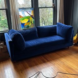 Truly Beautiful Down Blue Velvet Couch 