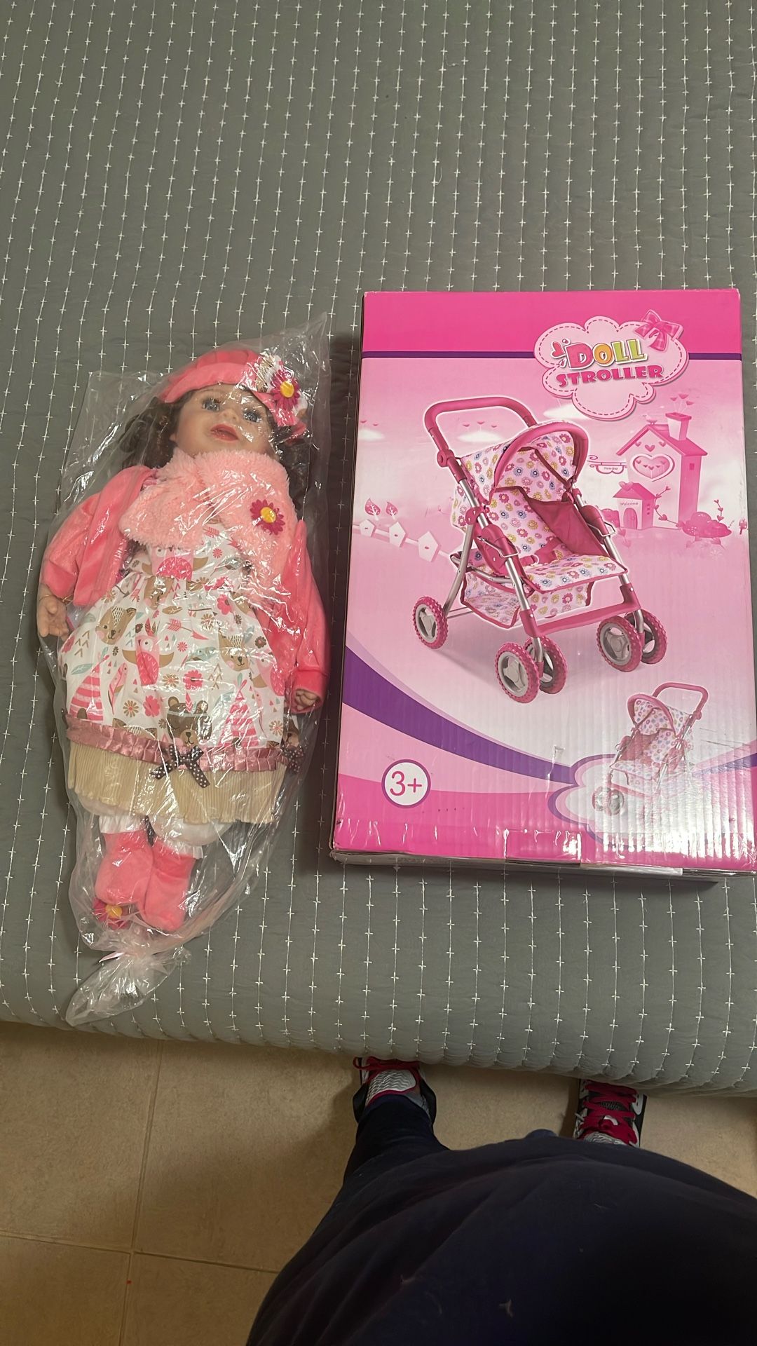 Doll And Doll Stroller
