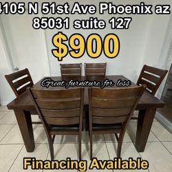 7 PCs Dining Table Set Cherry Wood Brand New