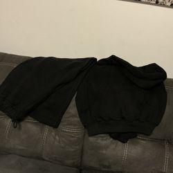 Skims Black Cotton Fleece Set