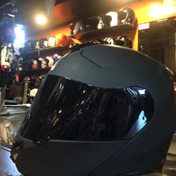 Helmet Flat Black Dual Visor Flip Up Dot Motorcycle Helmet With Smoked Visor $150