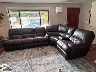 Big leather power recliner used couch