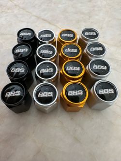 BBS Style Valve Caps Silver “BBS” and Black Logo