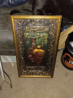 Ornate Framed 3D Vase Wall Art 3d