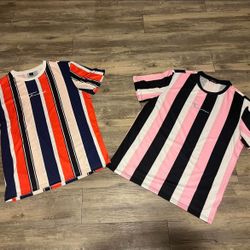 Two Vertical Stripped T-shirts (Red, Cream, Blue.. Pink, White, Black)
