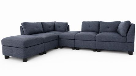 Ashdown 92" Wide Reversible Modular Sofa and Chaise with Ottoman