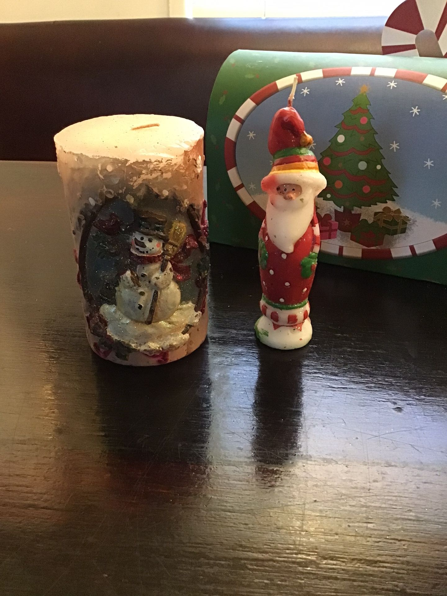 Cute Snowman Candle, And Santa Candle