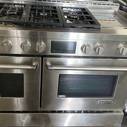JENN AIR 48”WIDE ALL GAS RANGE STOVE IN STAINLESS STEEL 