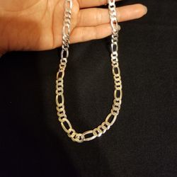 Italy 925 Solid Sterling Silver Figaro Link Chain Necklace for Men 26" Plata Italiana 925 Cadena Figaro Para Hombre 26"