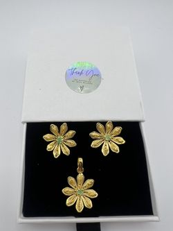 Natural Emerald Earrings & Pendent.  Cover Gold  