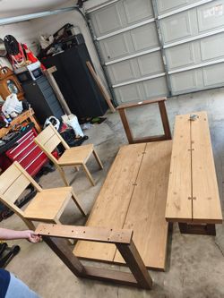 Modern Solid Wood Dining Table Set - Butterfly Joints (Table, Bench, & Chairs)