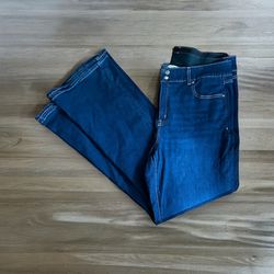 Lane Bryant size 20 flare leg double button and zipper closure dark wash denim jean