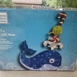 Home Accents 3.5ft Tinsel LED Whale with Lollipop Candy Holiday Yard Decoration