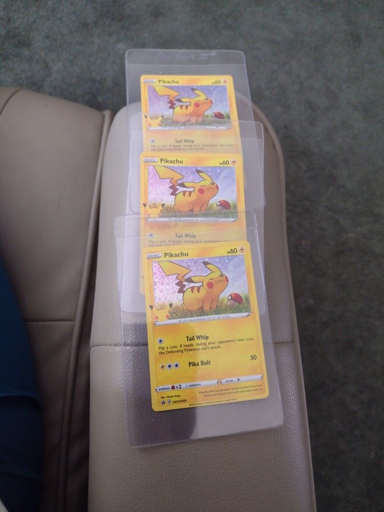 Pokemon Cards Three Pikachu Holos, Ponyta 60/102, Gastly Card 50/102.  Cash Porch Pickup Redmond 