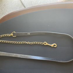 Black Leather Horse Lead with Gold Chain