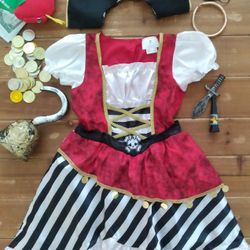 SIZE MEDIUM GIRLS 2-PIECE PIRATE OUTFIT **ACCESSORIES & PROPS ARE INCLUDED**