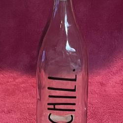 Rae Dunn CHILL 12” Clear Glass Bottle Like NEW!