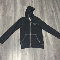 True religion black zip up hoodie