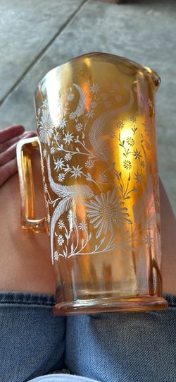 Gold Carnival Glass Pitcher