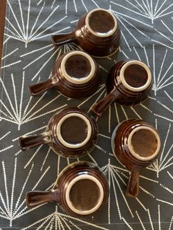 6pcs Vintage Monmouth Brown Drip French Onion / Chili Soup Bowls
