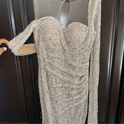 Embellished Champagne Custom Gown 