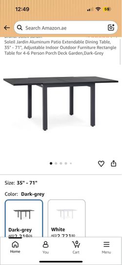 ❤️‍🔥 Soleil Jardin Extendable Aluminum Patio Dining Table, 35 to 71 Inches, Adjustable Rectangular Table for Indoor and Outdoor Use