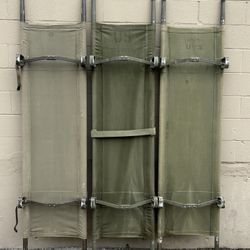 3 Vintage Us Military Folding Field Medic Stretchers