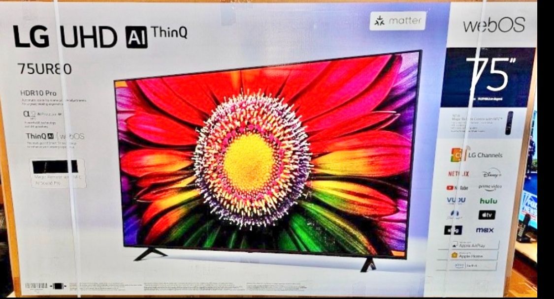 75 TV LG smart 4K HDTV $55 down on financing for delivery six month warranty