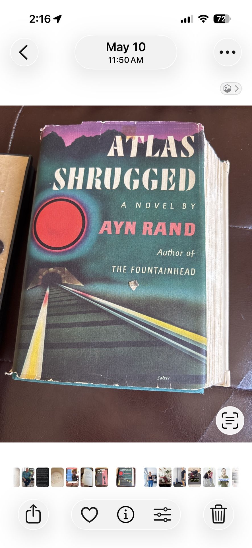 Vintage Atlas Shrugged Hardcover Book with Dust Jacket
