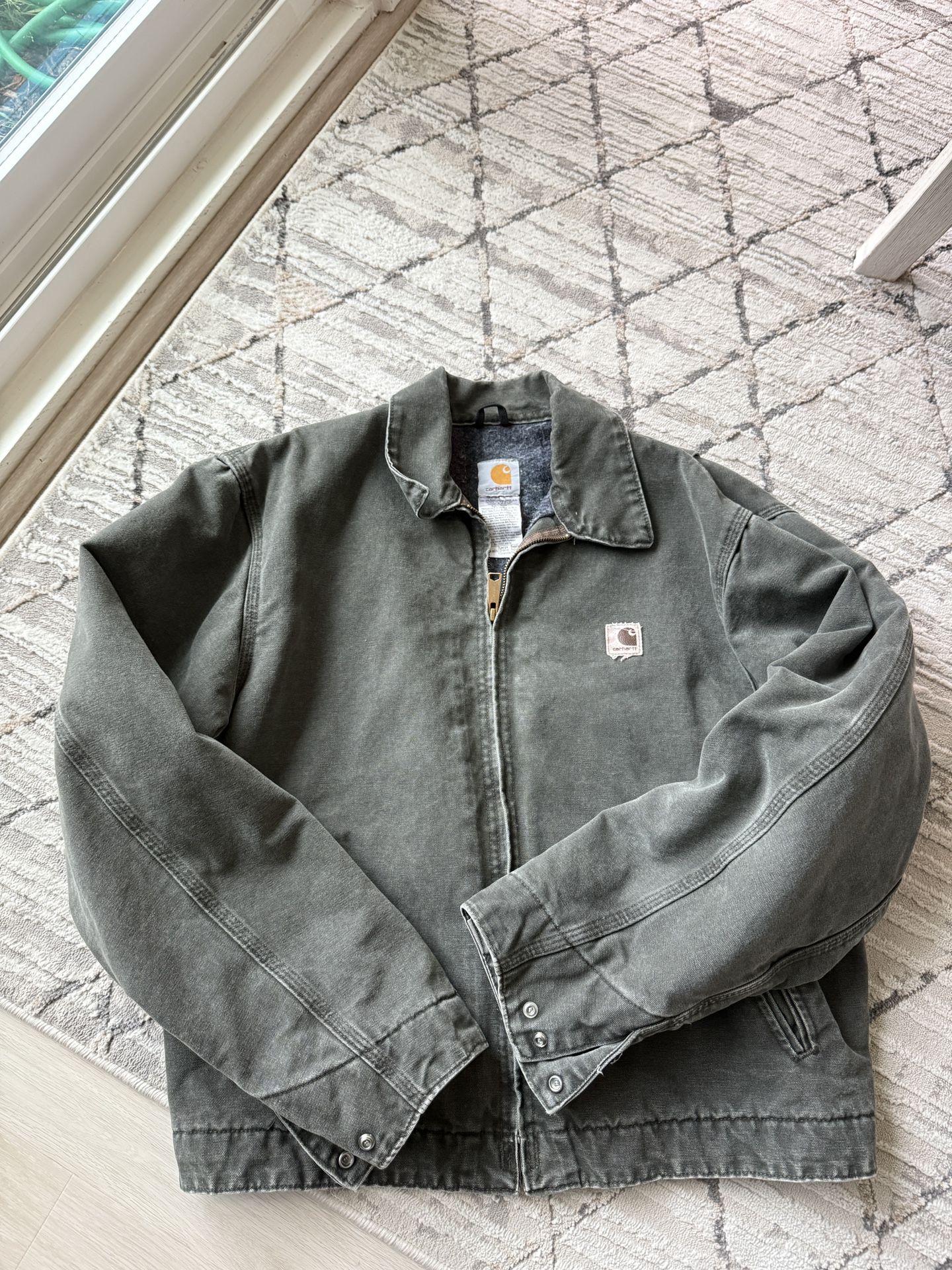 Carhartt Detroit Jacket Blanket Lined Mens Large J146 MOS Moss Green