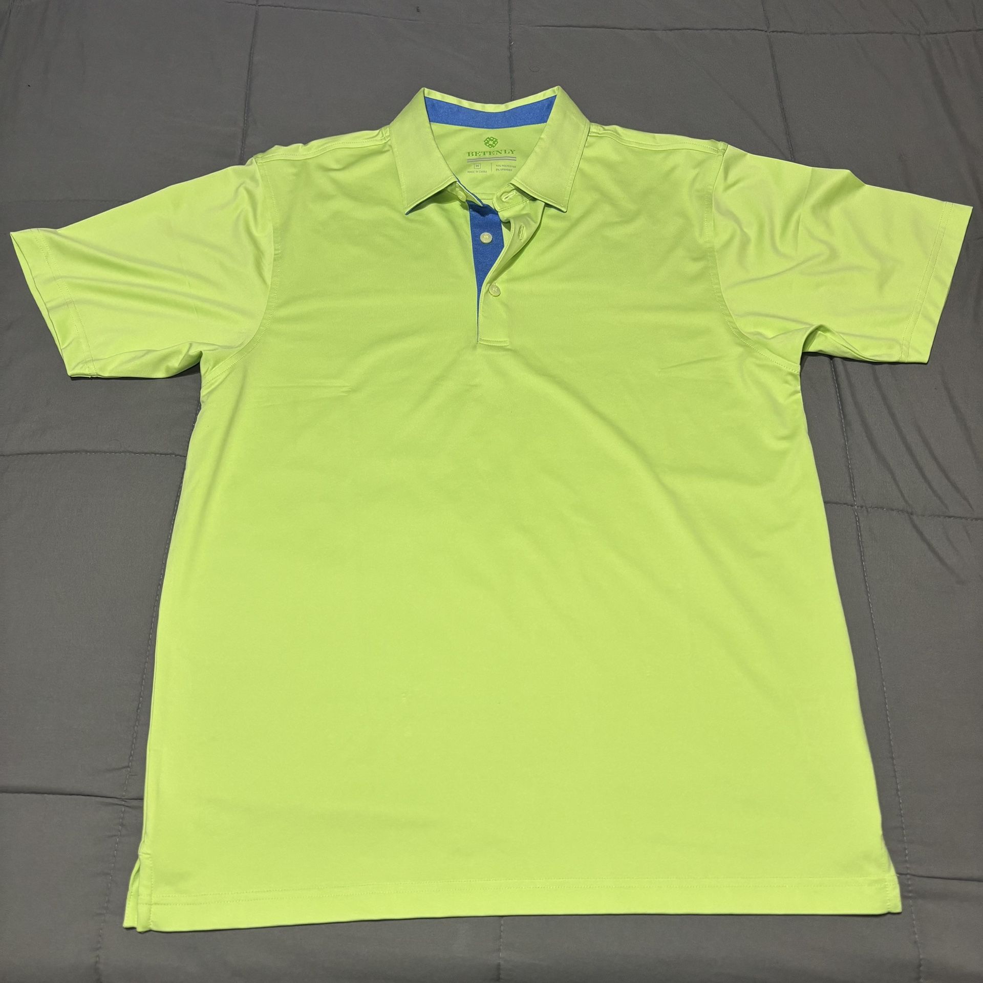 Betenly Helix Electric golf neon green polo shirt men’s size M