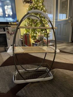Metal shelves with basket