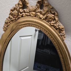 Antique Gold Gilt Dressing Mirror 46" Hollywood Regency 