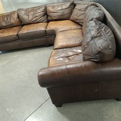 Brown Leather Sectional Sofa 