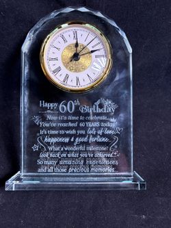 Happy 60th Birthday Glass Clock