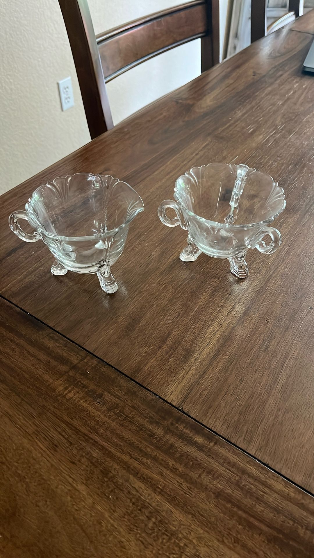Vintage Glass Cream And Sugar Set