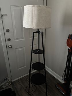 Floor Lamp with 3-Tier Shelves