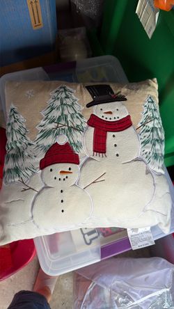 Christmas Snowman Decorative Throw Pillow