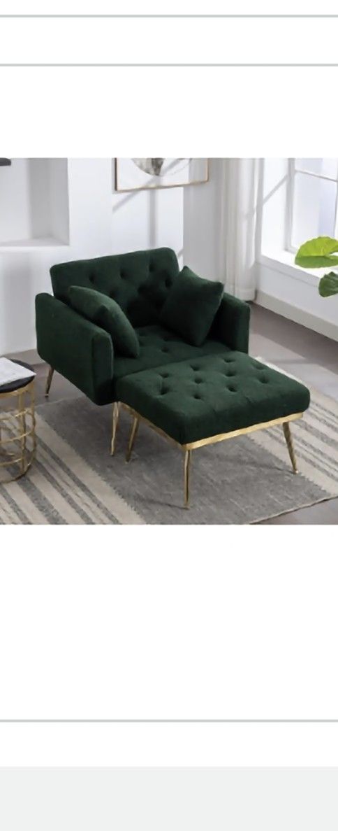 Green Lounge Chair With Footrest