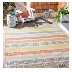 5' x 7' Multi-Color Striped Outdoor, indoor Rug