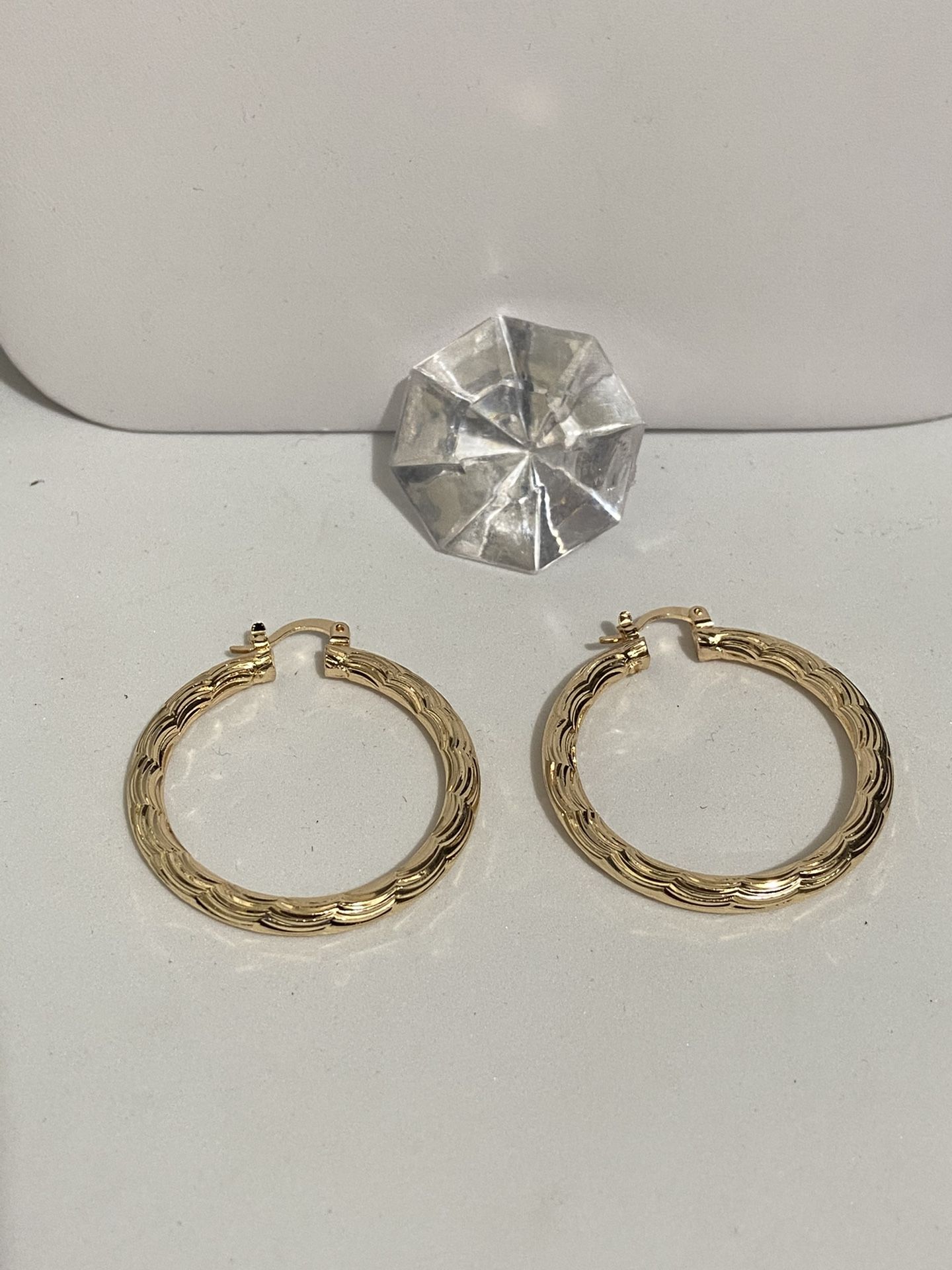 35mm Diamond Cut Hoops Oro Laminado