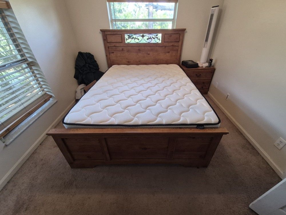 Bed, End Table, And Mattesses