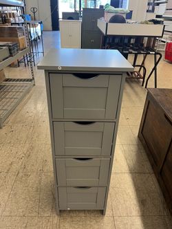 VASAGLE Bathroom Cabinet Chest Drawers Freestanding Cabinet w/ 4 Drawers - Grey