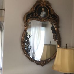Antique mirror with painting