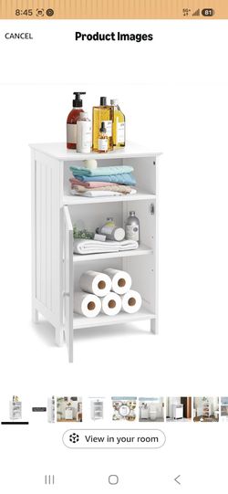 White Bathroom Floor Storage Cabinet. New verly assembled $52 OBO