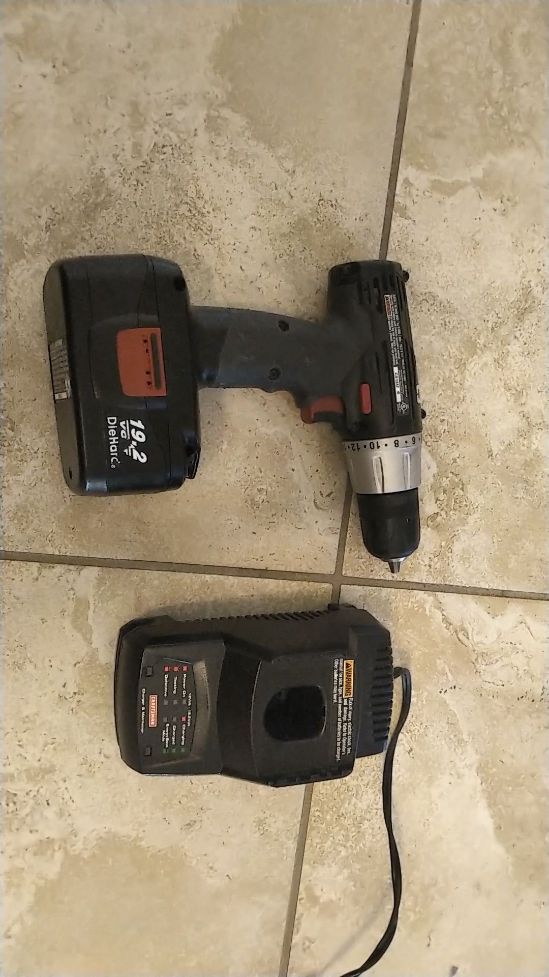 Craftsmen drill, no accessories just battery and charger