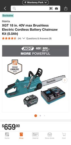 XGT 18 in. 40V max Brushless Electric Cordless Battery Chainsaw Kit (5.0Ah)